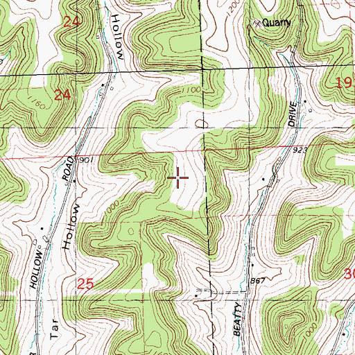 Topographic Map of Green Bluff Farm, WI