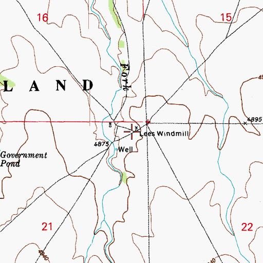 Topographic Map of Lees Windmill, CO