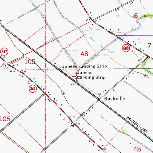 Topographic Map of Juneau Landing Strip (historical), LA
