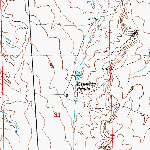 Topographic Map of Kennedy Ponds, CO