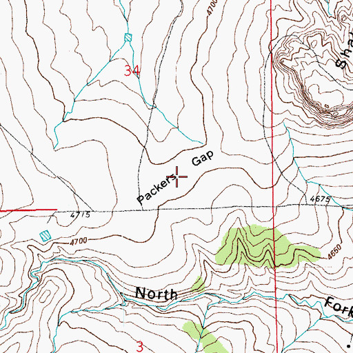 Topographic Map of Packers Gap, CO