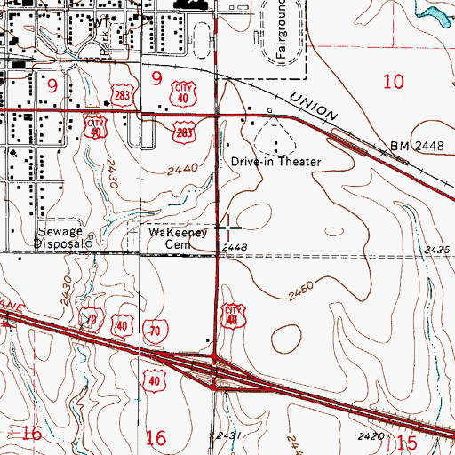 Topographic Map of Christ the King Catholic Cemetery, KS