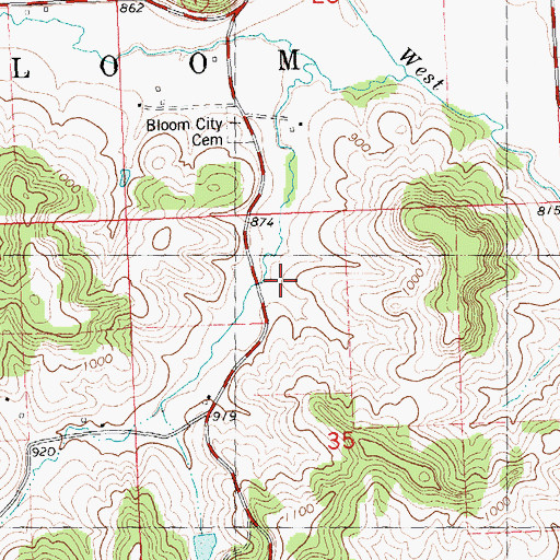 Topographic Map of Spring Valley Stock Farm, WI