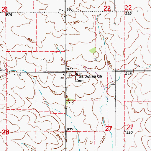 Topographic Map of Saint John's Evangelical Lutheran Church Cemetery, IA