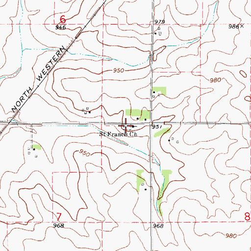 Topographic Map of Saint Francis Cemetery, IA