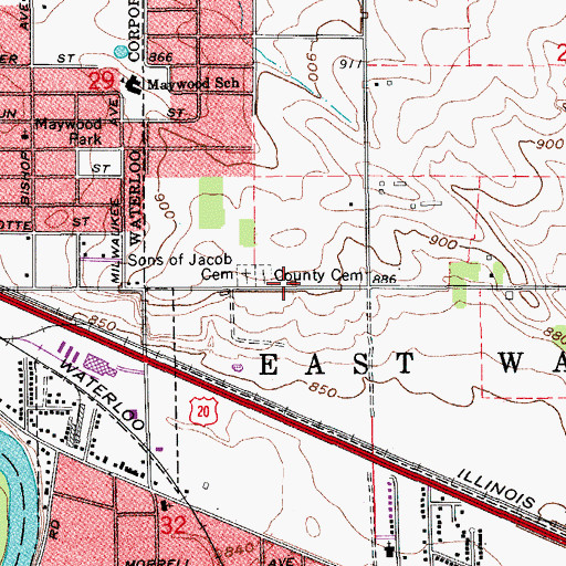 Topographic Map of Muslim Cemetery, IA