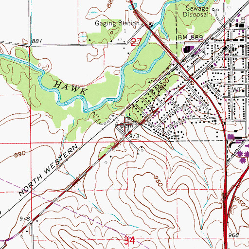 Topographic Map of Hudson Cemetery, IA