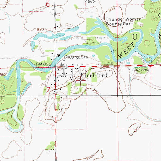 Topographic Map of Finchford Cemetery, IA