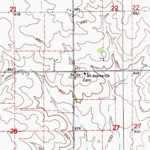 Topographic Map of Bennington Township Cemetery, IA