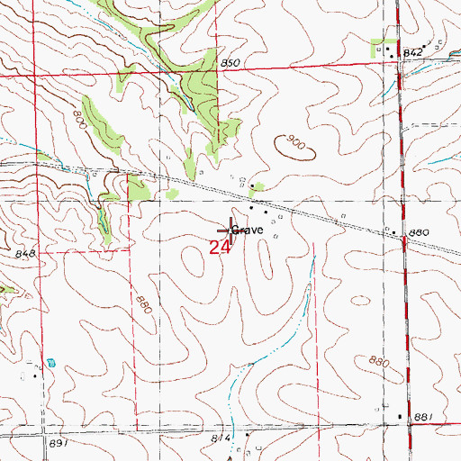 Topographic Map of Watts Farm Cemetery, IA