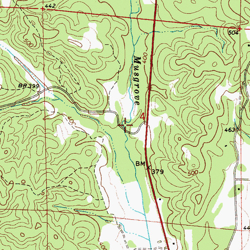 Topographic Map of Muskgrove Mill (historical), AL