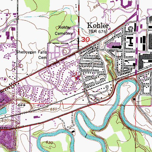 Topographic Map of Saint Johns Church, WI