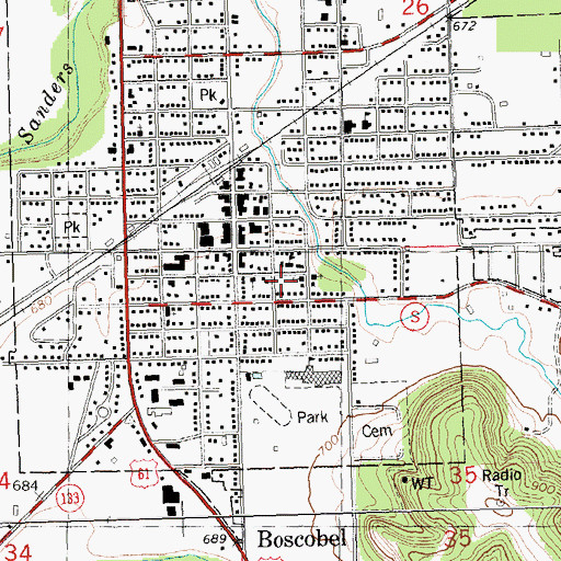 Topographic Map of Boscobel Elementary School, WI