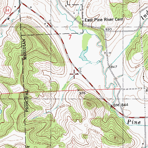 Topographic Map of Evergreen Lawn Farm, WI
