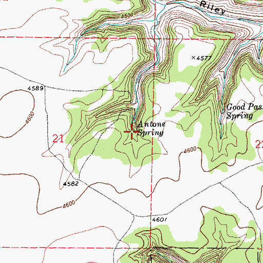 Topographic Map of Antone Spring, CO