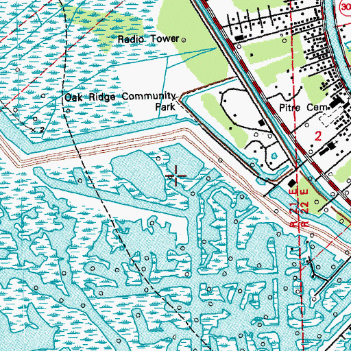 Topographic Map of Oak Ridge Community Park, LA