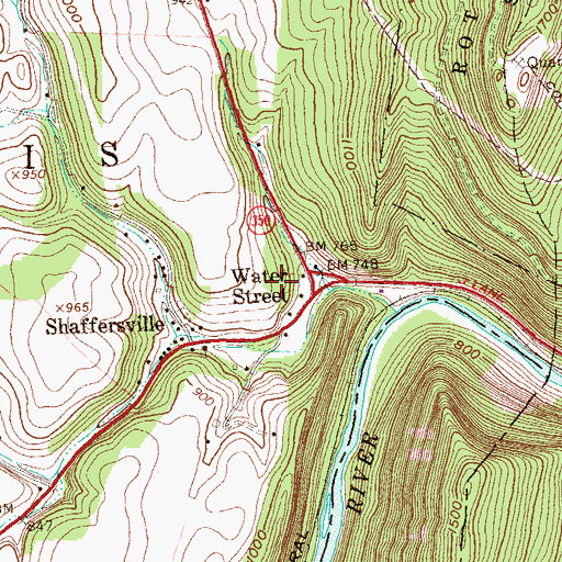 Topographic Map of Waterstreet Cemetery, PA