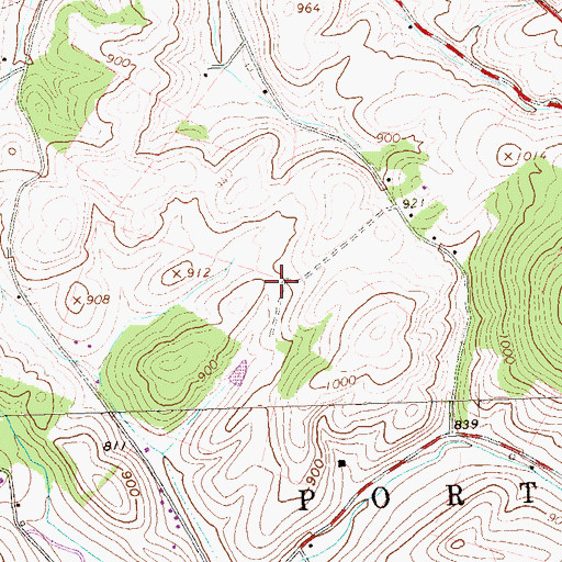 Topographic Map of Huyett Cemetery, PA