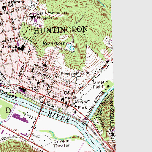 Topographic Map of Holy Cross Catholic Cemetery, PA