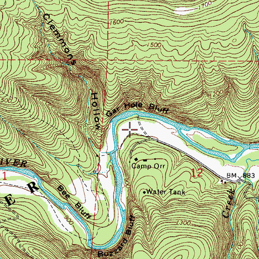Topographic Map of Scout Bend, AR