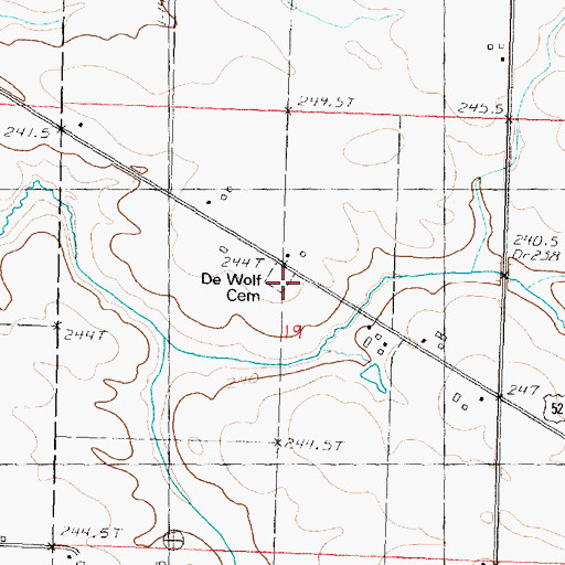 Topographic Map of Dewolf Cemetery, IL