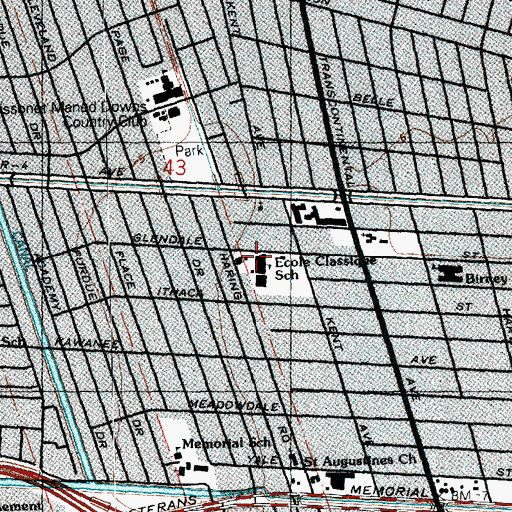 Topographic Map of Ecole Classique School, LA