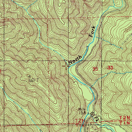 Topographic Map of Purcell Creek, OR