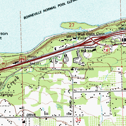 Topographic Map of Frankton, OR