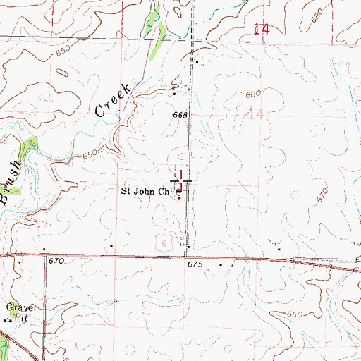 Topographic Map of Artestian Well Cemetery, IL