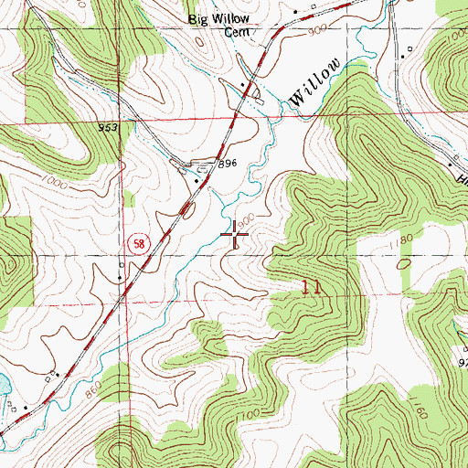 Topographic Map of Big Willow Creek Stock Farm, WI