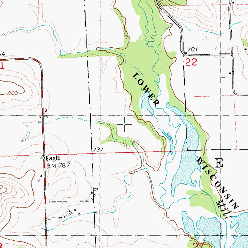Topographic Map of Cedar Home Stock Farm, WI
