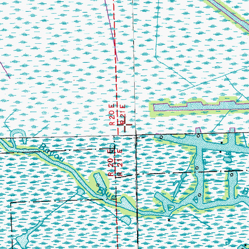 Topographic Map of Pointe Aux Chenes State Wildlife Management Area, LA
