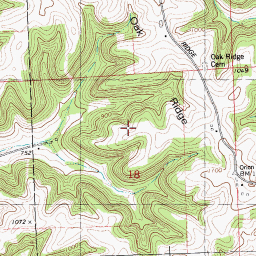 Topographic Map of Oak Ridge Holstein Farm, WI