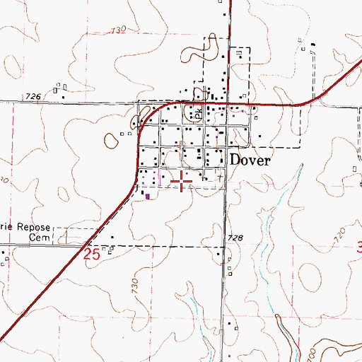 Topographic Map of Dover Cemetery, IL