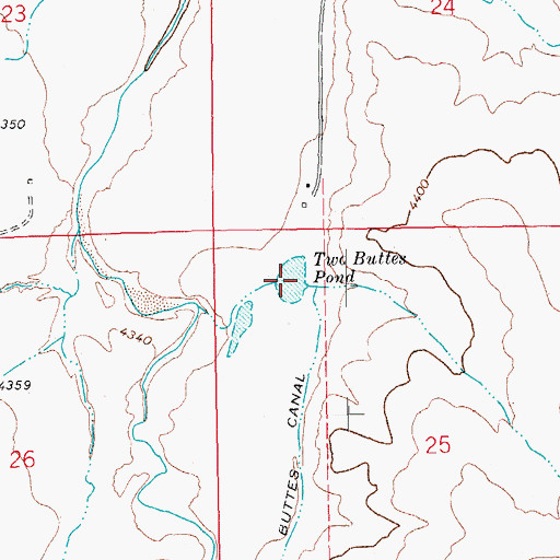 Topographic Map of Two Buttes Pond, CO
