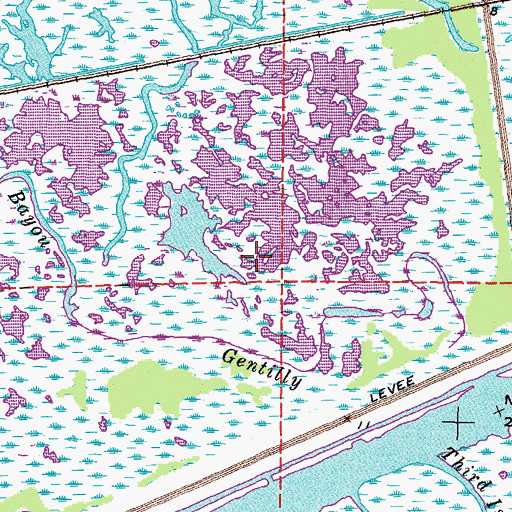 Topographic Map of Bayou Sauvage National Wildlife Refuge, LA