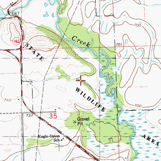 Topographic Map of South Mill Creek Holstein Farm, WI