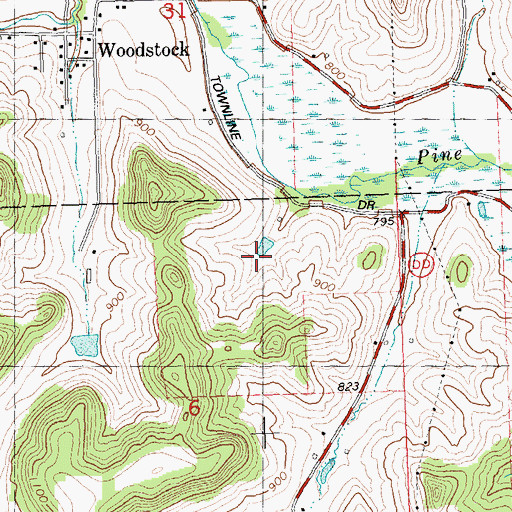 Topographic Map of Spring Brook Stock Farm, WI