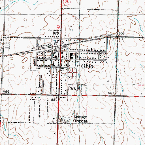 Topographic Map of Ohio Cemetery, IL