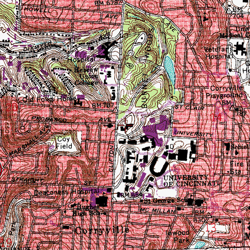 Topographic Map of Aronoff Center for Design and Art, OH