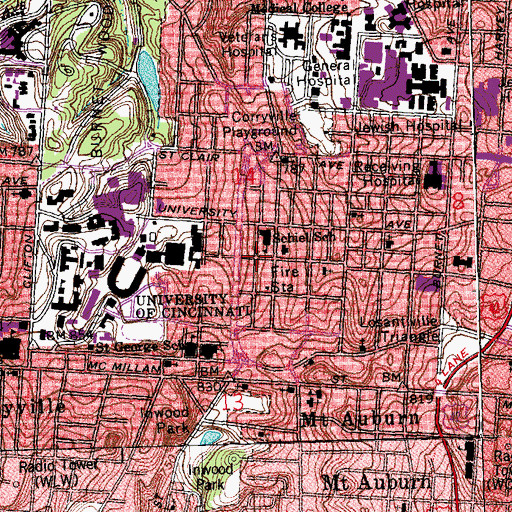 Topographic Map of Dabney Hall, OH