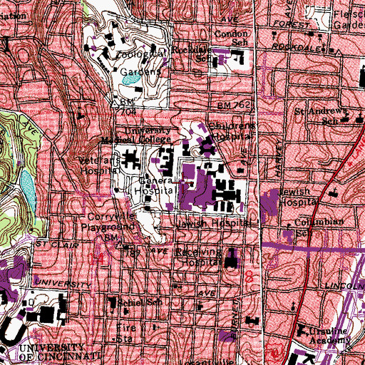 Topographic Map of East Campus Power Plant, OH