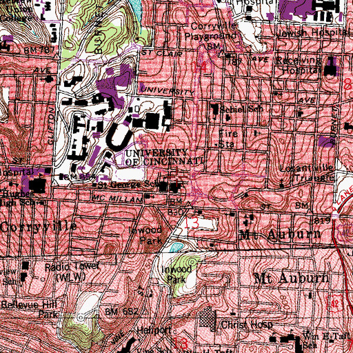 Topographic Map of Edwards Center, OH
