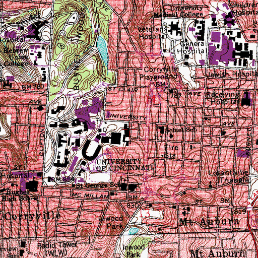 Topographic Map of French Hall, OH