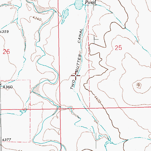 Topographic Map of Two Buttes Canal, CO