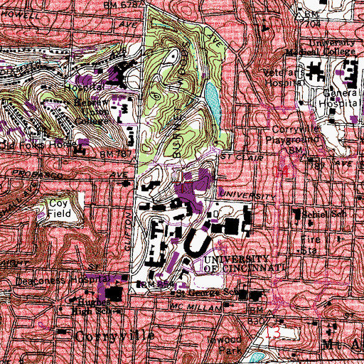 Topographic Map of Rieveschl Hall, OH