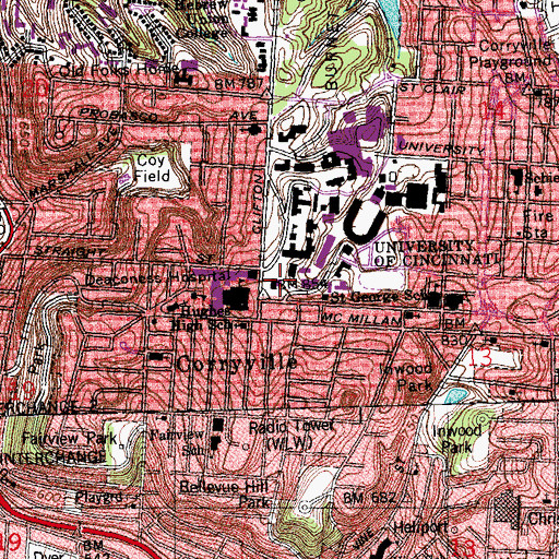 Topographic Map of Robert S Marx Law Library, OH