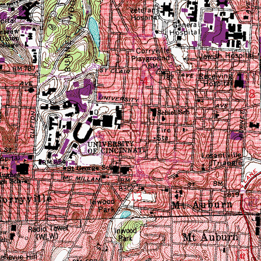 Topographic Map of Sander Dining Hall, OH