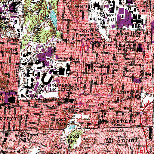 Topographic Map of Sander Hall (historical), OH