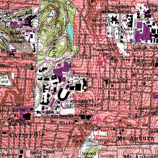 Topographic Map of Sigma Sigma Commons, OH